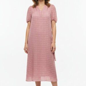 Caslon Pink Check Dusty Rose Textured Midi Dress - Size S